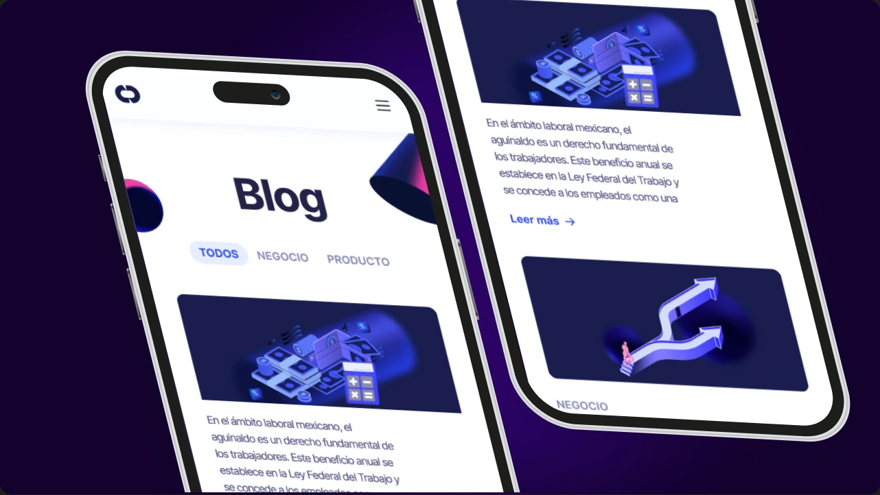 Conekta blog shown on two angled mobile screens